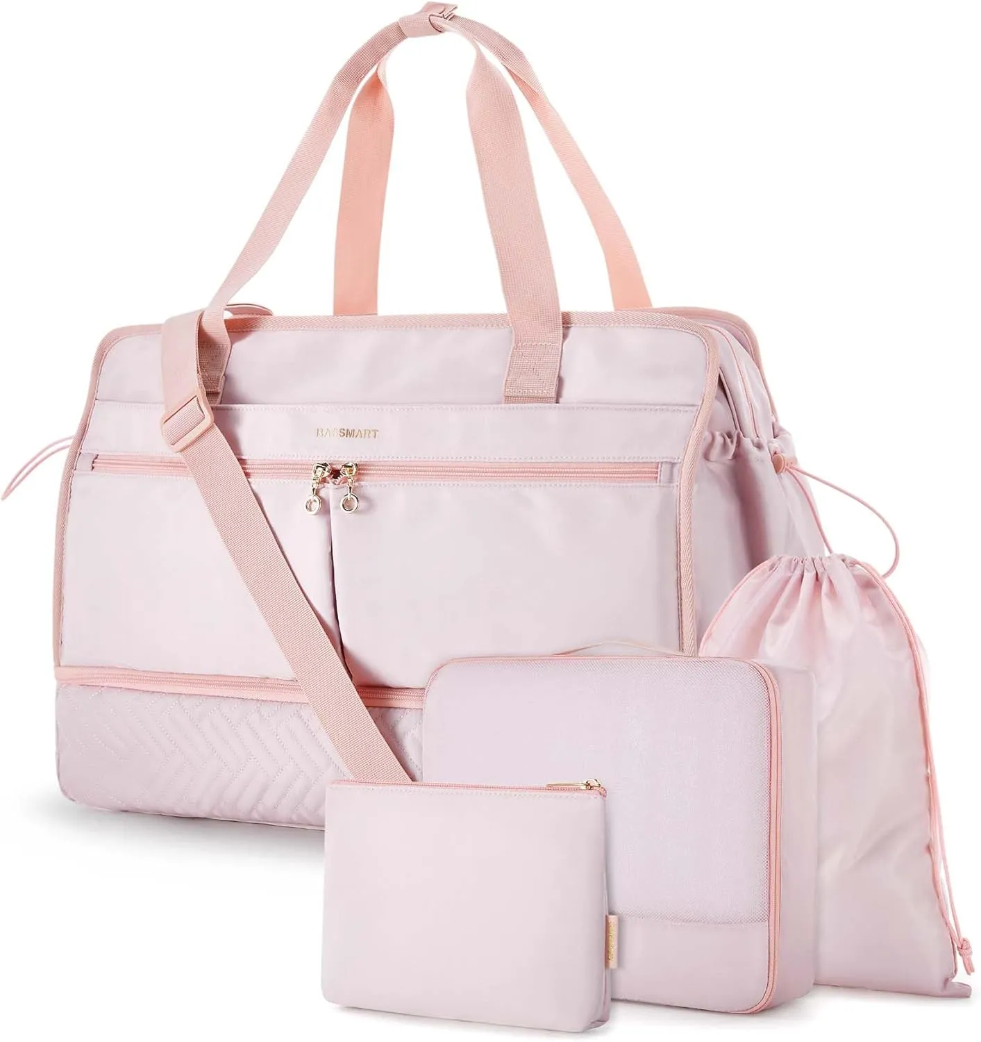 BAGSMART Women's 40L Weekender Travel Duffel Gym Bag with Shoe Compartment, Carry on Overnight Bag