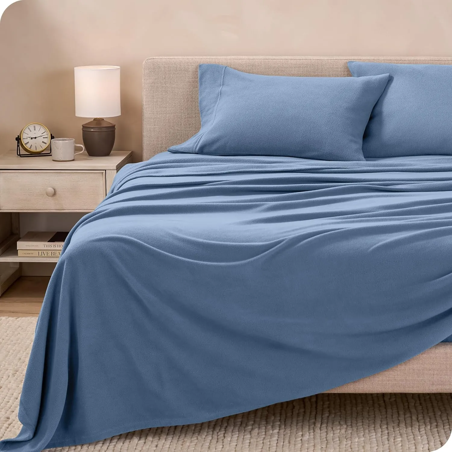 Bare Home Super Soft Fleece Sheet Set - King Size - Extra Plush Polar Fleece, No-Pilling Bed Sheets - All Season Cozy Warmth (King, Coronet Blue)