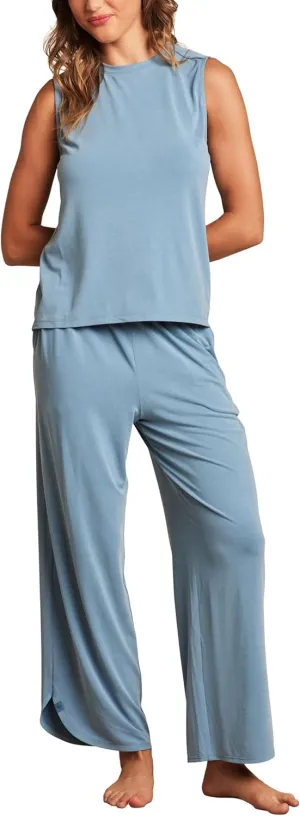 Barefoot Dreams womens Sand Washed Jersey Cropped Wide Leg Pant Set