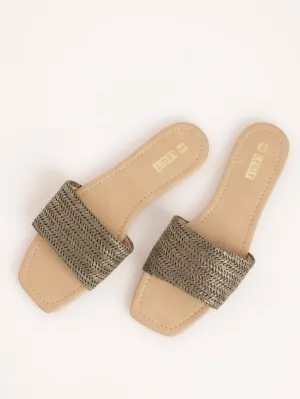 Basic Rafia Mule Sandal - Fatigue