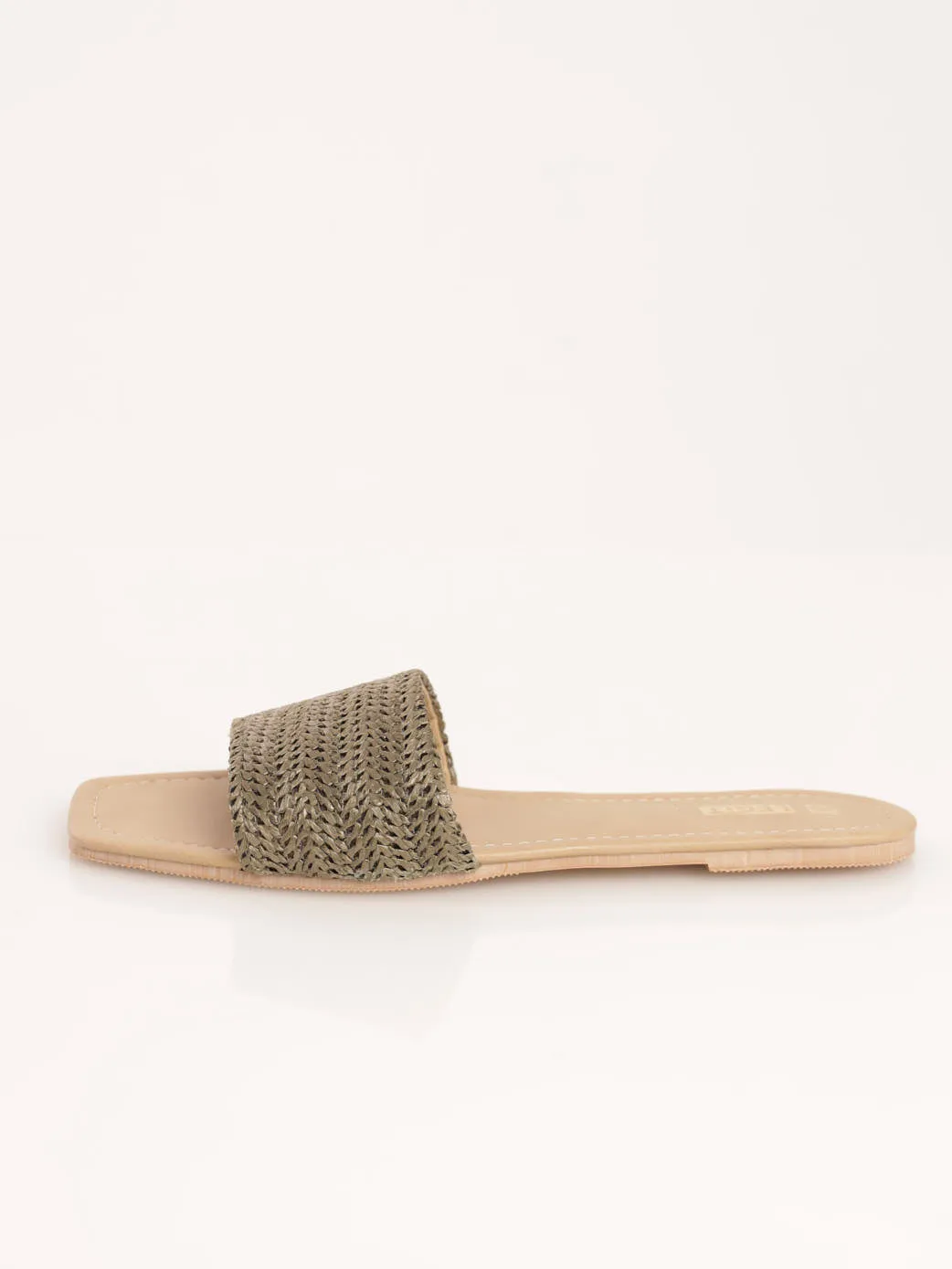 Basic Rafia Mule Sandal - Fatigue