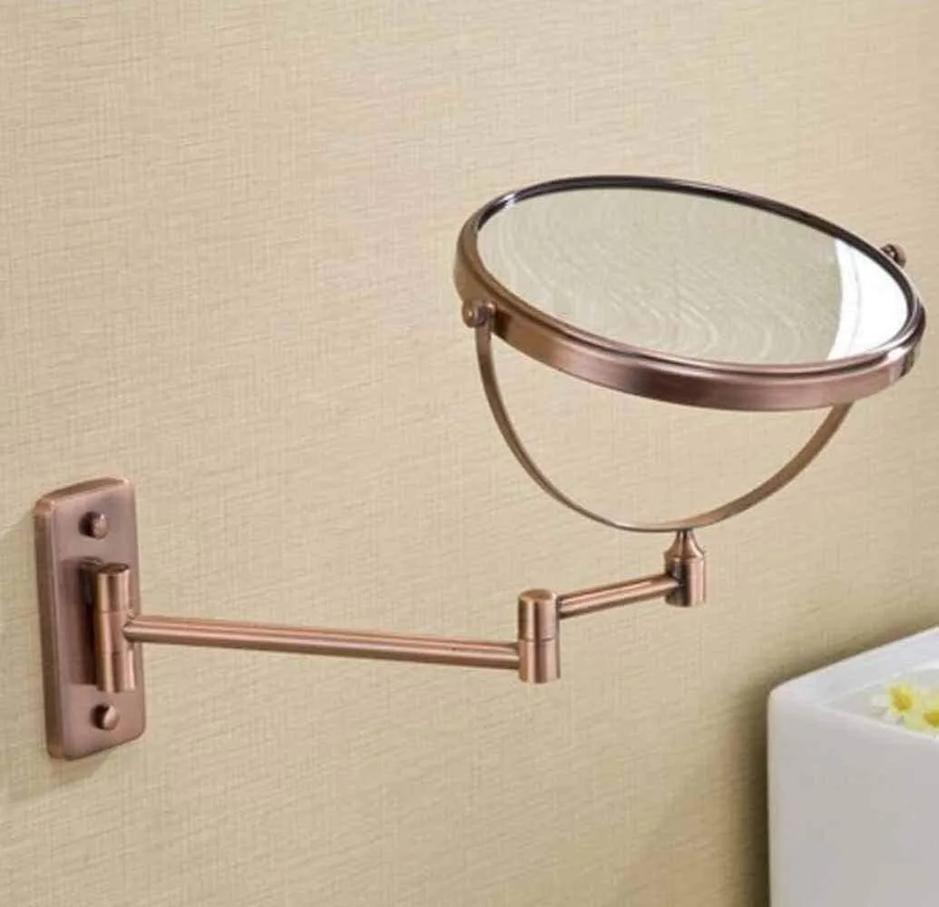 Bathrooms Makeup Mirrors Double Sided Magnifiers Wall Mounts Folding Telescopic Mirrors 360 Degrees Swivel (Size : 6inch)