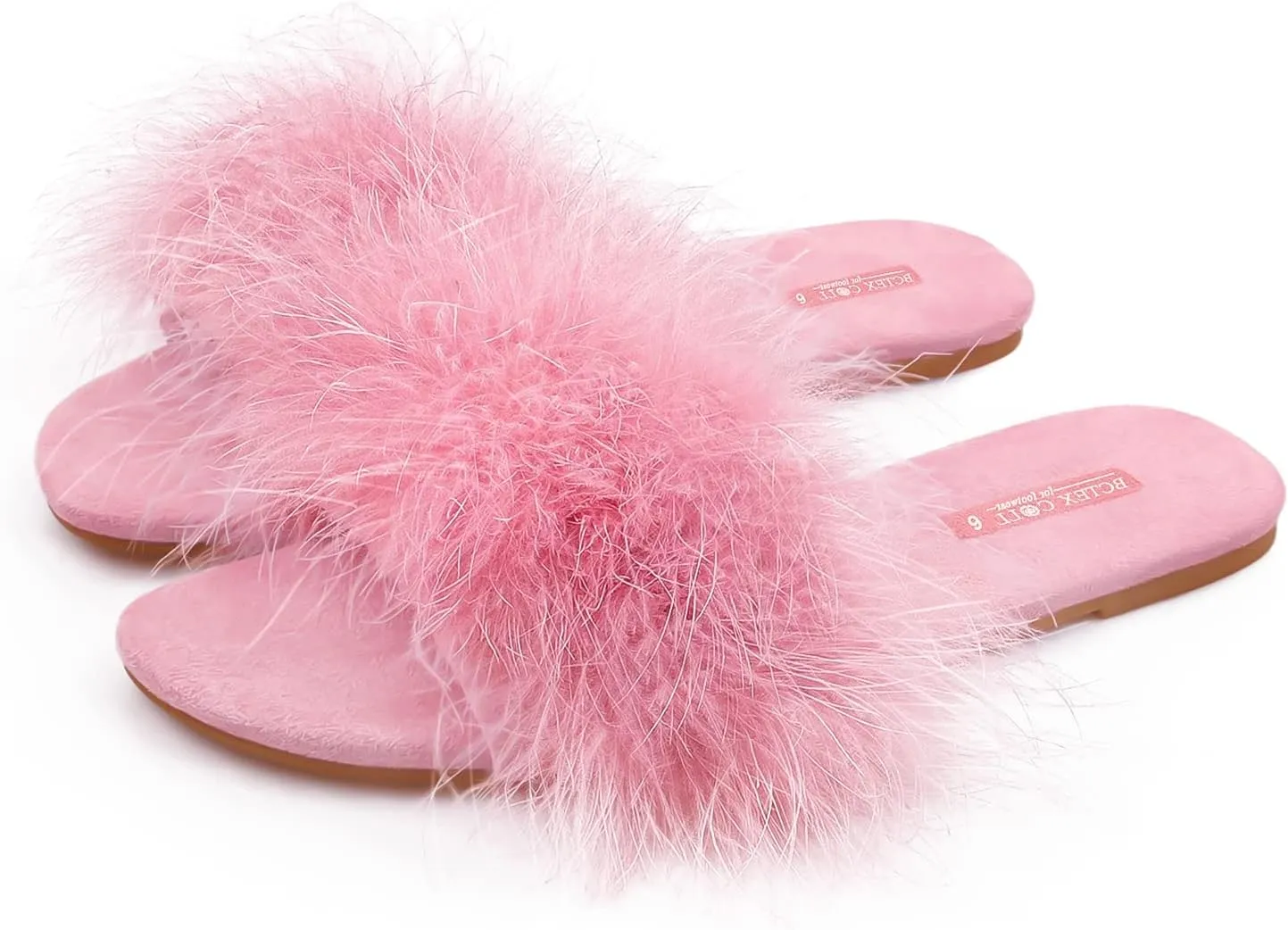 BCTEX COLL Women's Fluffy Pom Pom Feather Slipper Memory Foam Cozy Slippers House Bedroom Fuzzy Slippers for Women