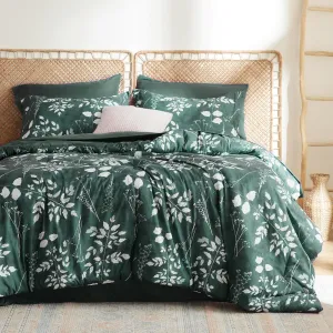 Bedsure Forest Green Twin XL Comforter Set - 5 Pieces Floral Bedding Sets Twin XL Bed in a Bag with Reversible Botanical Flowers Comforter, Sheets, Pillowcase & Sham