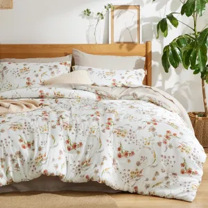 Bedsure King Comforter Sets - 7 Pieces Floral White Bed Set, Tree Branch Pattern Printed Bed in a Bag King with Comforter, Sheets, Pillowcases & Shams
