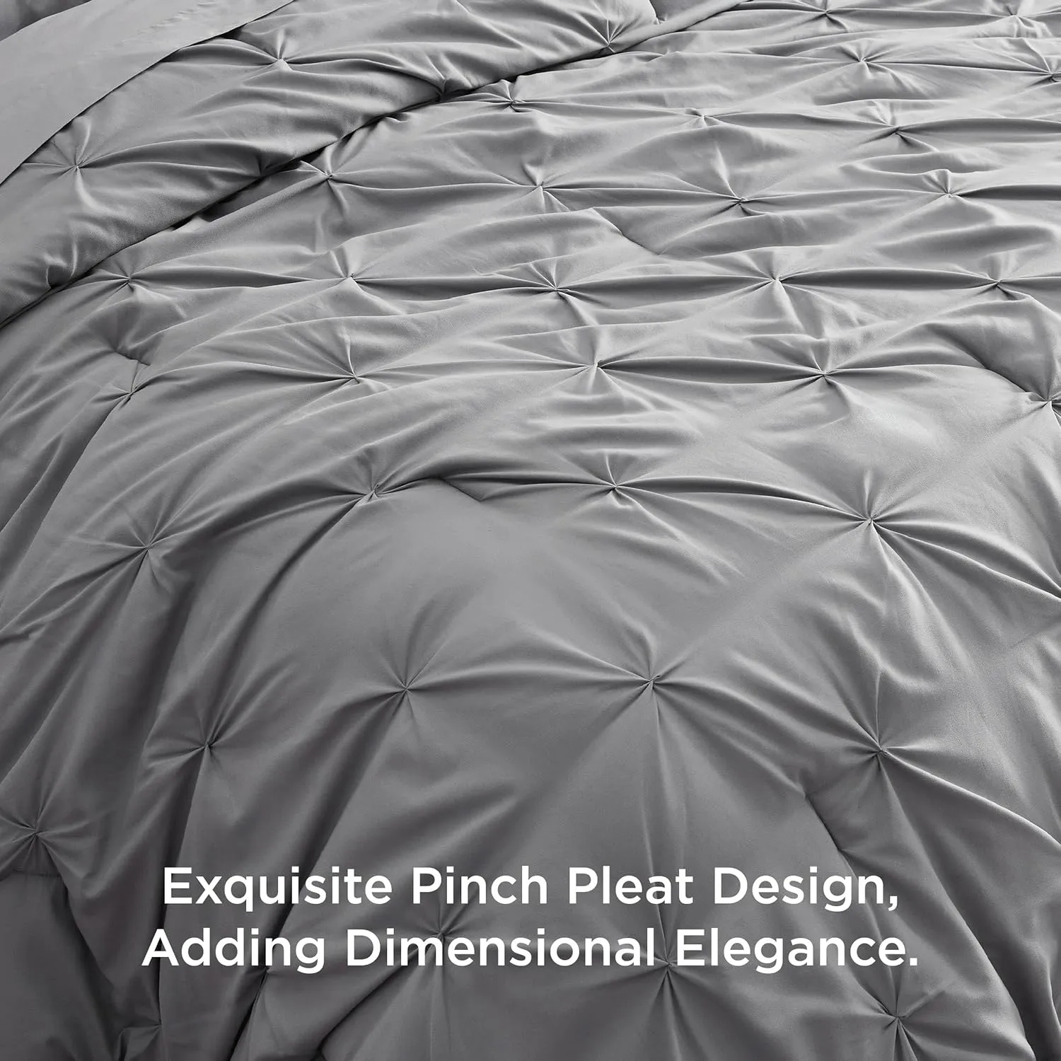 Bedsure King Size Comforter Set - Bedding Sets King 7 Pieces, Pintuck Bed in a Bag Grey Bed Set with Comforter, Sheets, Pillowcases & Shams