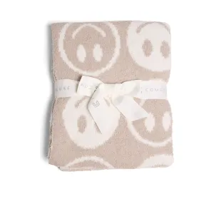 Beige Kids Smiley Throw Blanket