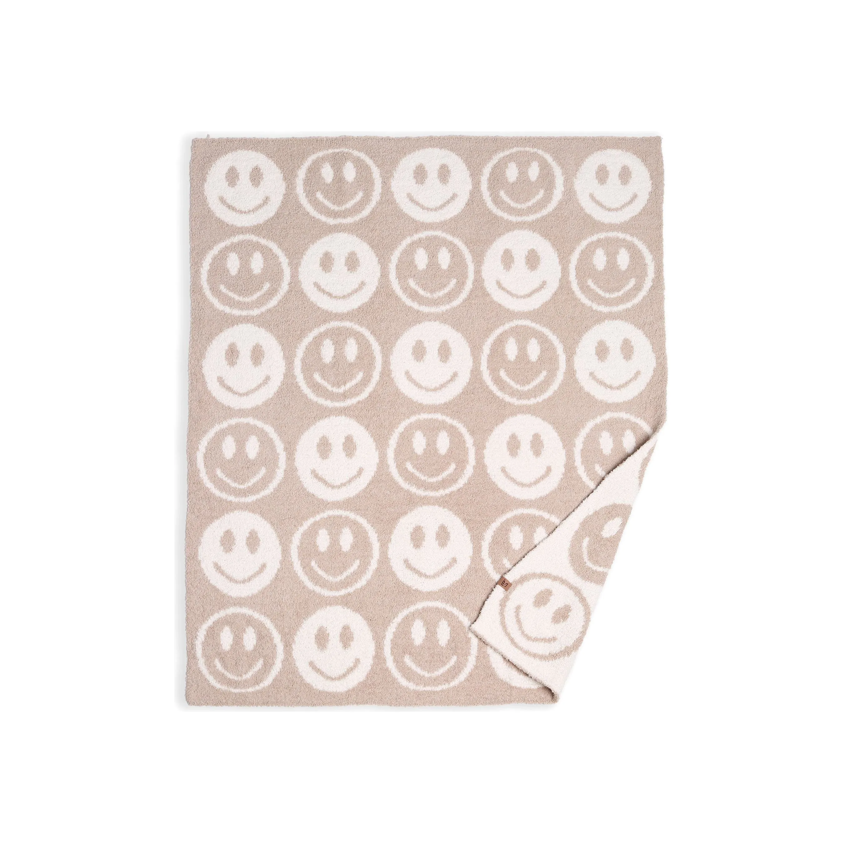 Beige Kids Smiley Throw Blanket