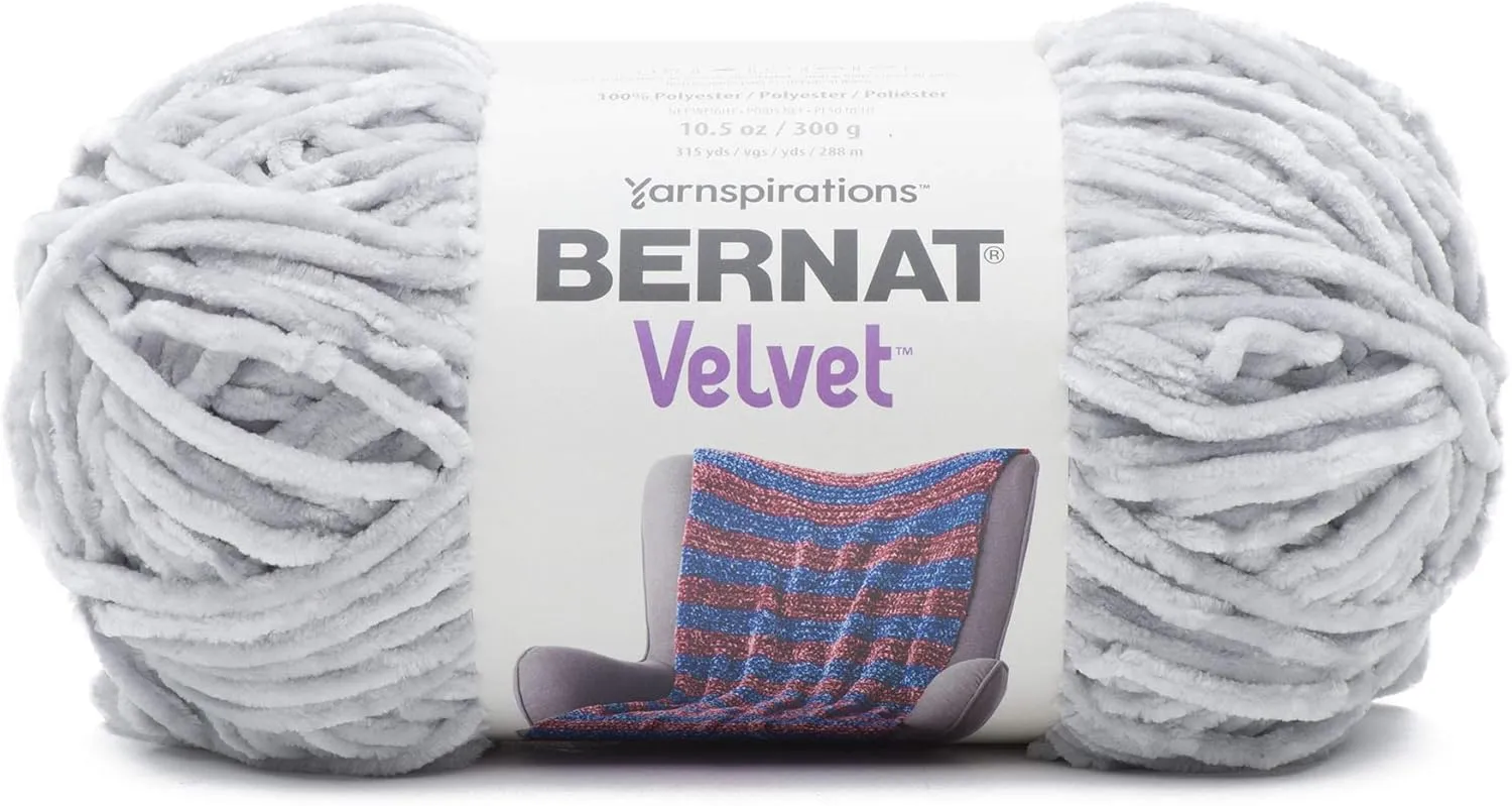 Bernat 16103232028 Velvet Yarn, 10.5 oz, Misty Gray