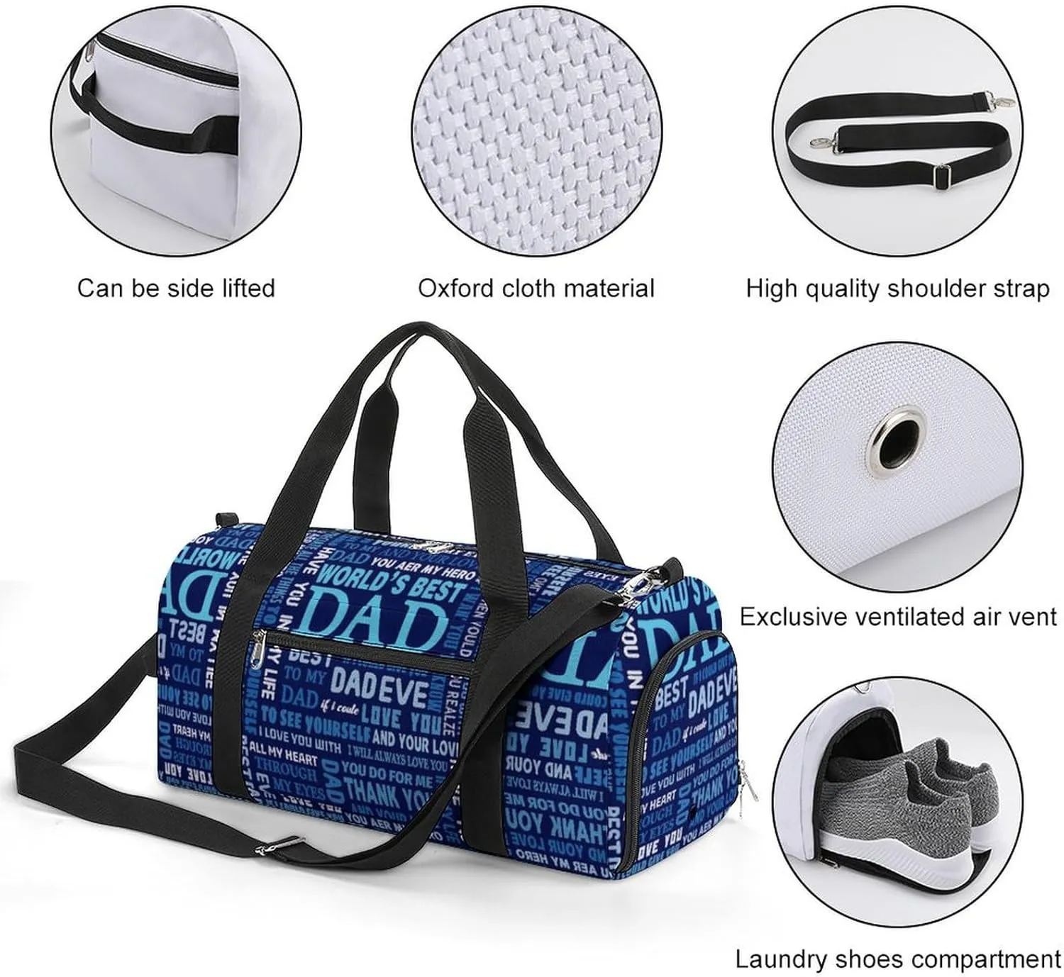 Best Dad Sport Gym Duffle Travel Bag with Shoe Compartment,Wet Pocket for Men and Women