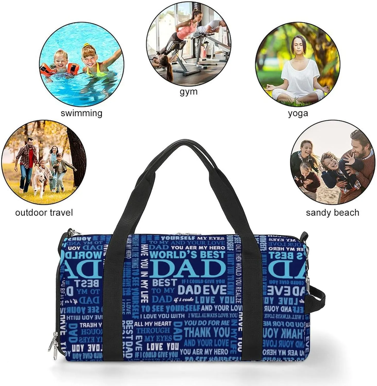 Best Dad Sport Gym Duffle Travel Bag with Shoe Compartment,Wet Pocket for Men and Women