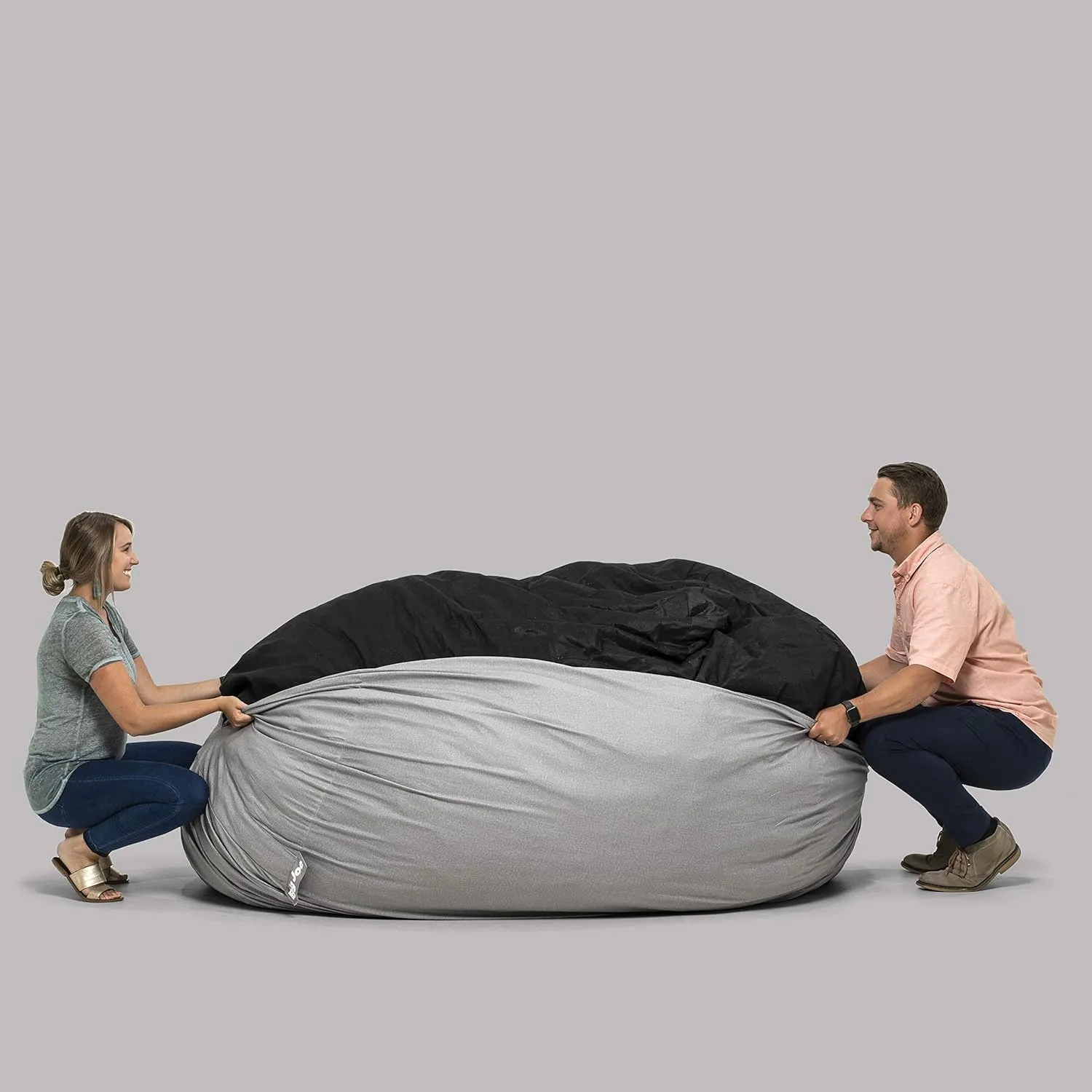 Big Joe Fuf XL Foam Filled Bean Bag Chair with Removable Cover, Fog Lenox, Durable Woven Polyester, 5 feet Giant