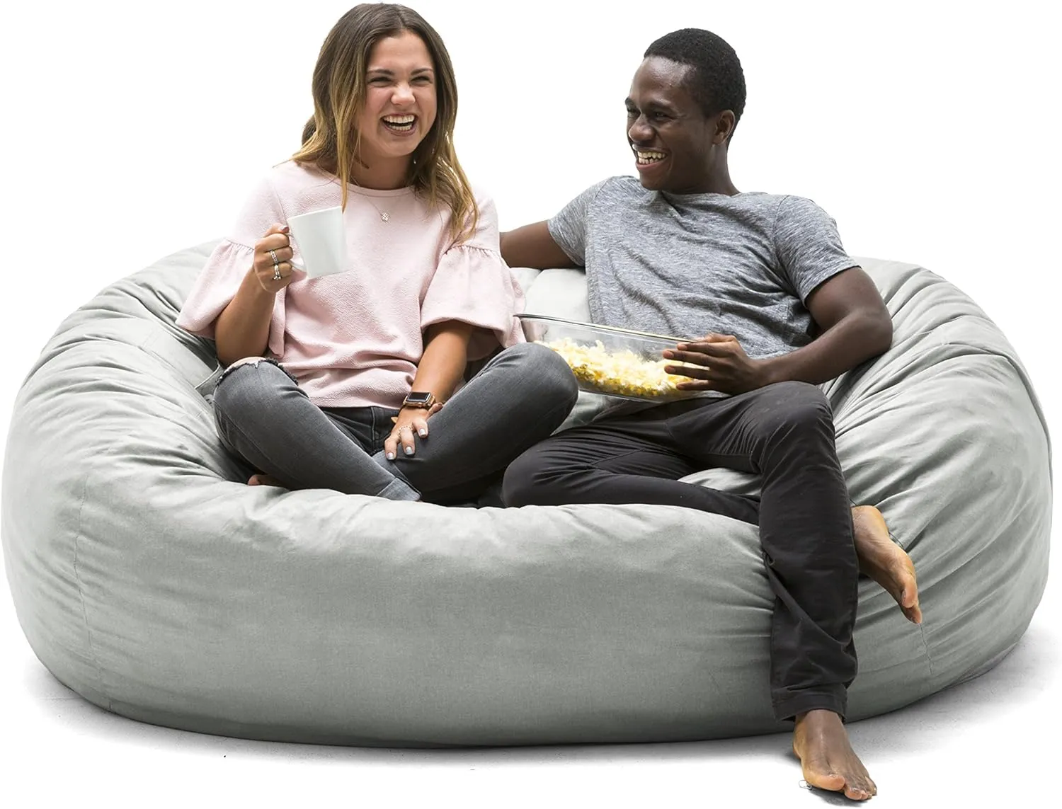 Big Joe Fuf XL Foam Filled Bean Bag Chair with Removable Cover, Fog Lenox, Durable Woven Polyester, 5 feet Giant
