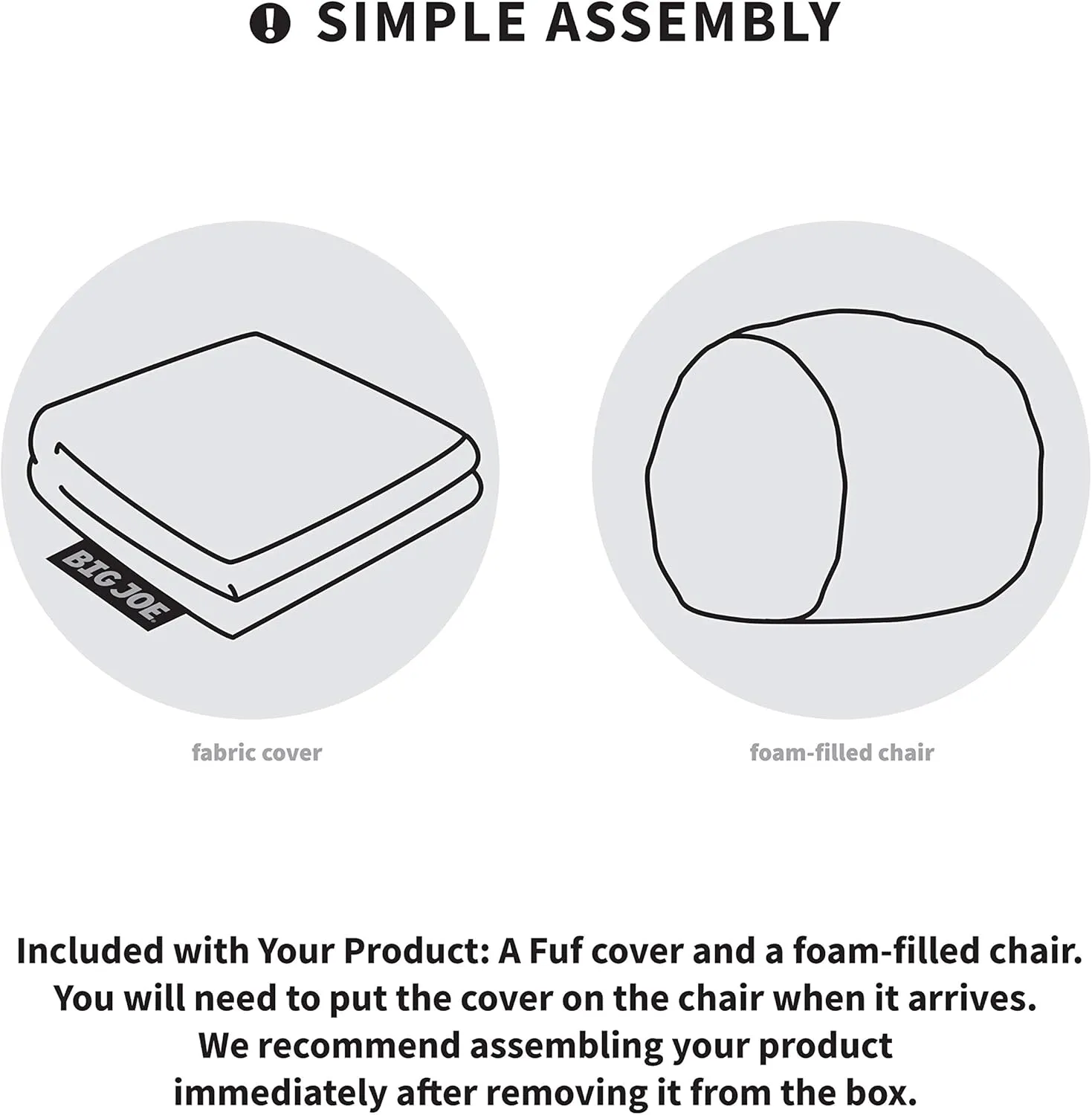 Big Joe Fuf XL Foam Filled Bean Bag Chair with Removable Cover, Fog Lenox, Durable Woven Polyester, 5 feet Giant