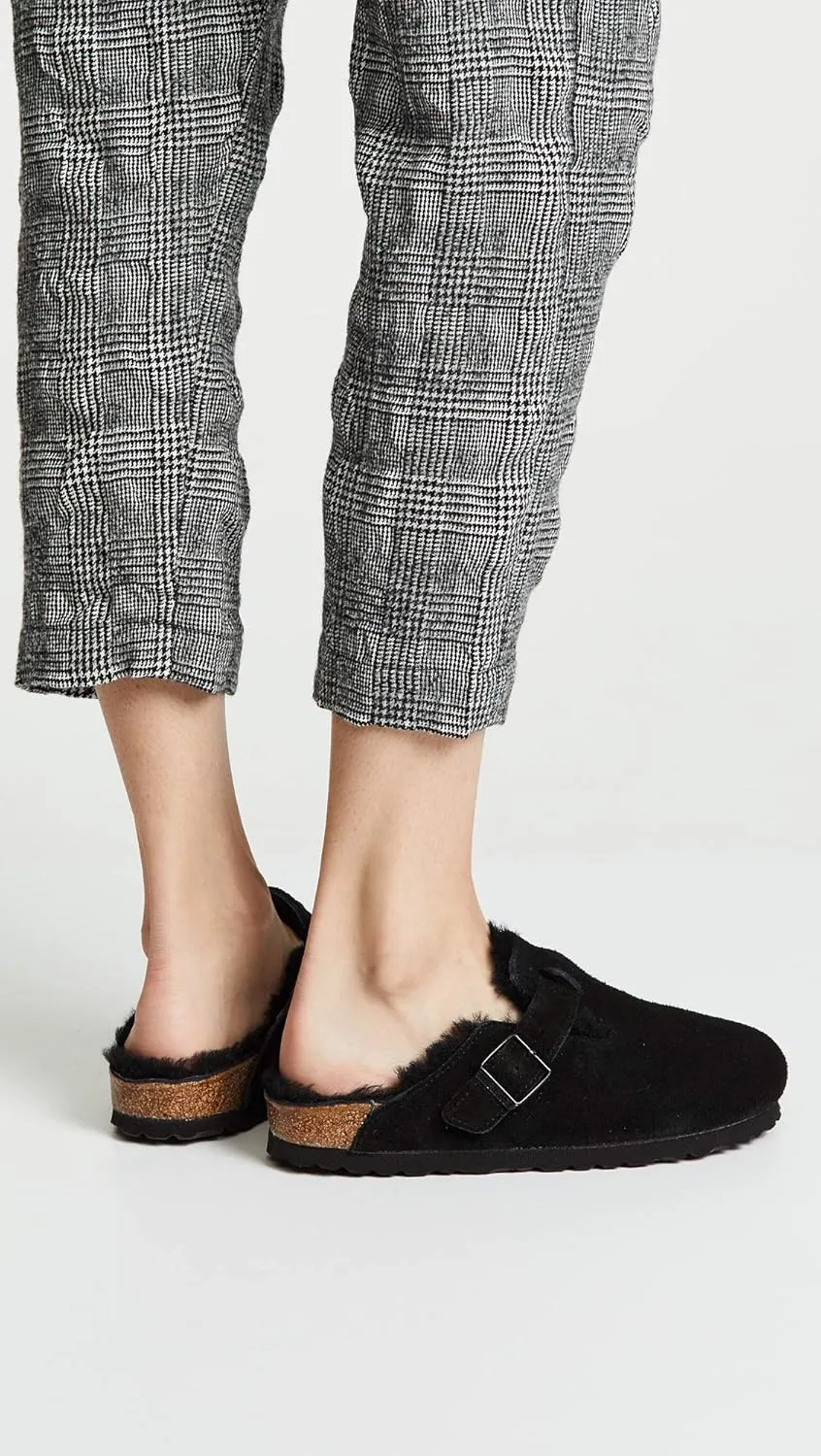 Birkenstock Boston VL/Shearling - Cozy Suede Clog with Shearling Footbed and Reptile Embossed Strap - Multiple Sizes & Colors