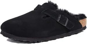 Birkenstock Boston VL/Shearling - Cozy Suede Clog with Shearling Footbed and Reptile Embossed Strap - Multiple Sizes & Colors