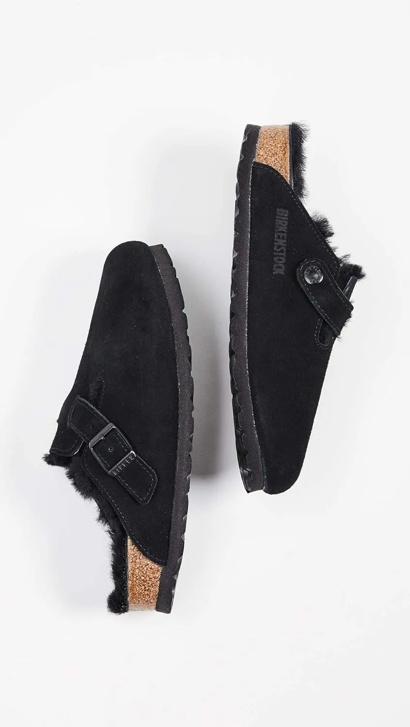Birkenstock Boston VL/Shearling - Cozy Suede Clog with Shearling Footbed and Reptile Embossed Strap - Multiple Sizes & Colors