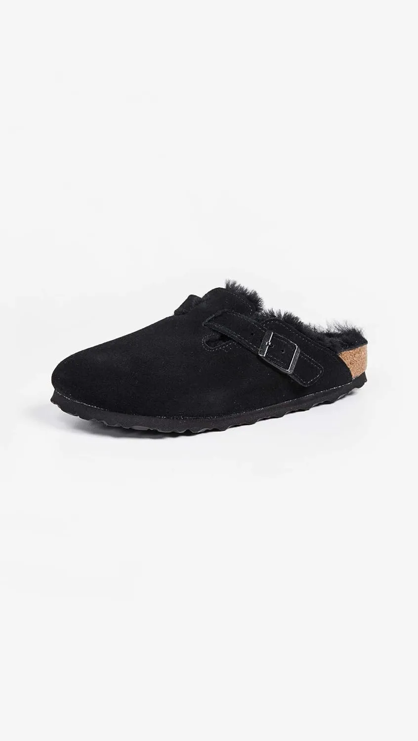 Birkenstock Boston VL/Shearling - Cozy Suede Clog with Shearling Footbed and Reptile Embossed Strap - Multiple Sizes & Colors