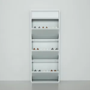 Bluesky Shoe Cabinet, Shoe Rack, Shoe Storage, Shoe Organizer, Metal Shoe Cabinet for Entryway-Hallway-Garage-Laundry-Dressing Room, No Assembly Required (Gray, 3 1 Drawers), Grey