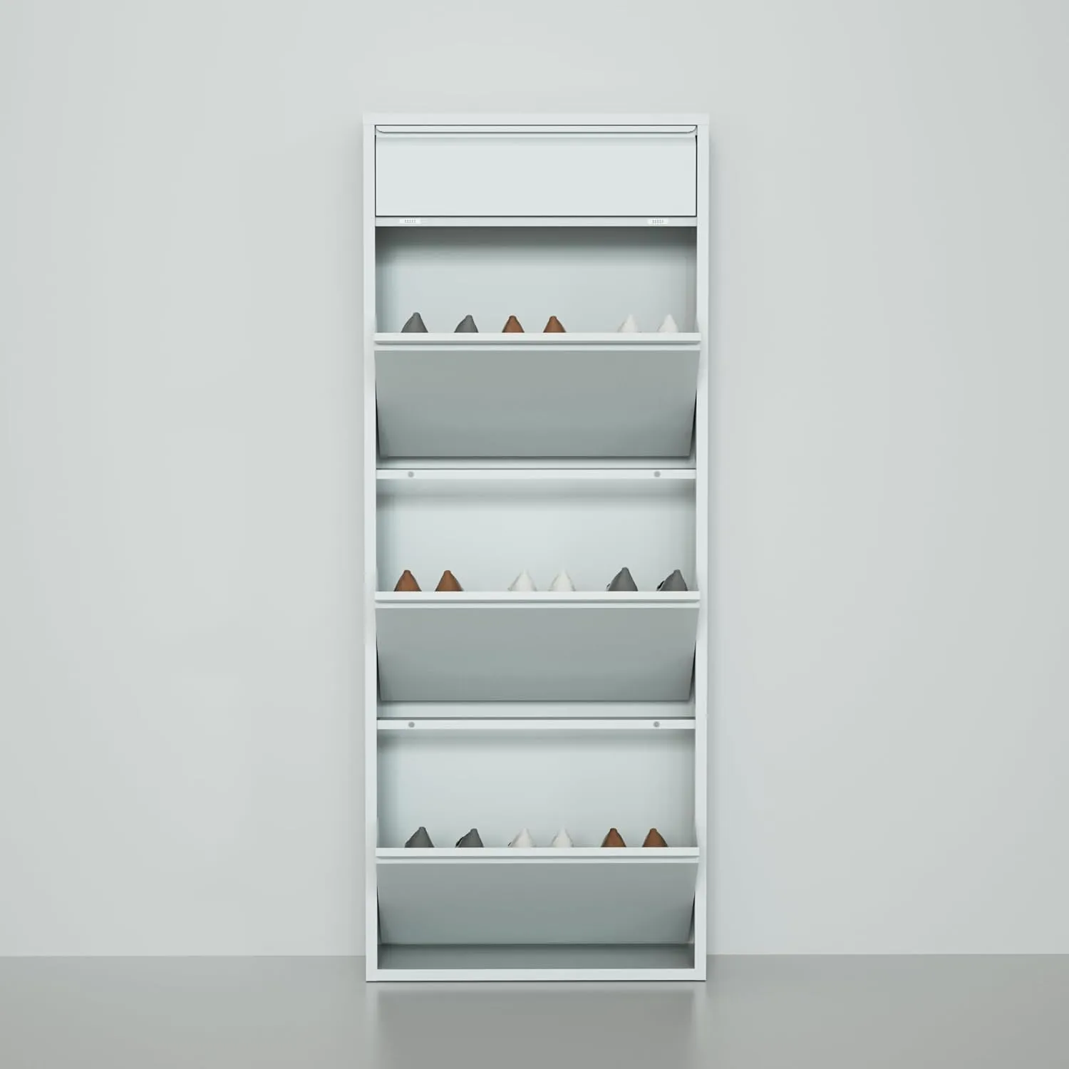 Bluesky Shoe Cabinet, Shoe Rack, Shoe Storage, Shoe Organizer, Metal Shoe Cabinet for Entryway-Hallway-Garage-Laundry-Dressing Room, No Assembly Required (Gray, 3 1 Drawers), Grey