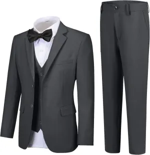 Boy Suits 5 Pieces Formal Suit Set with Adjustable Waist Kids Dress Suit for Wedding Prom