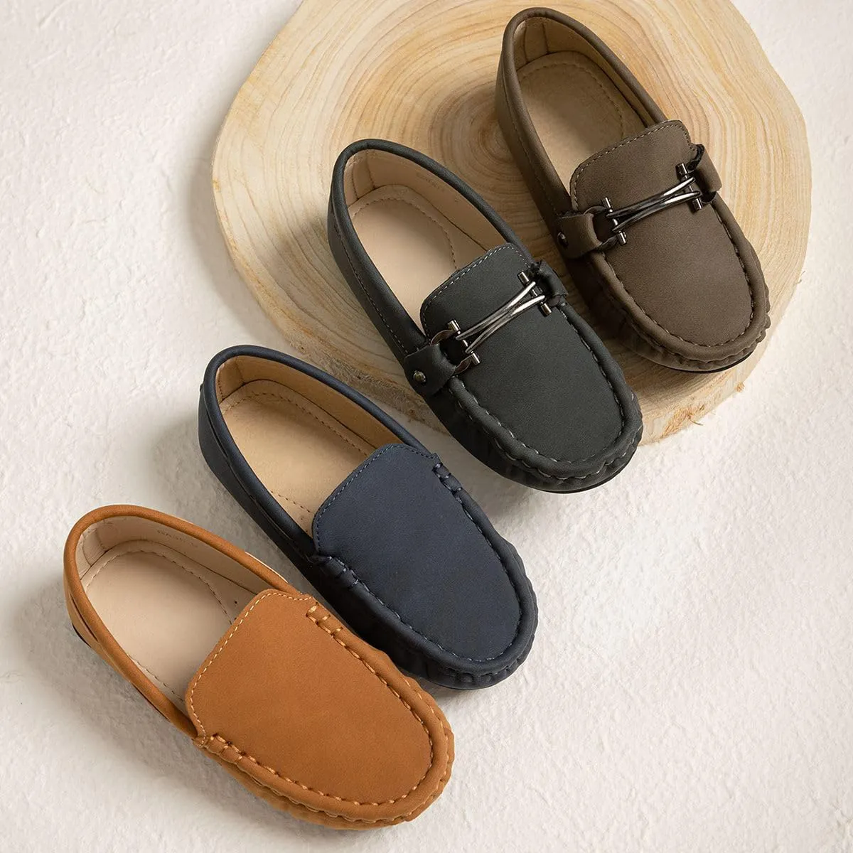 Boys Loafers, Soft Slip-On Moccasin Oxford Shoes for Toddler/Little Kids, Casual Boat Shoes for School Uniforms and Everyday Wear