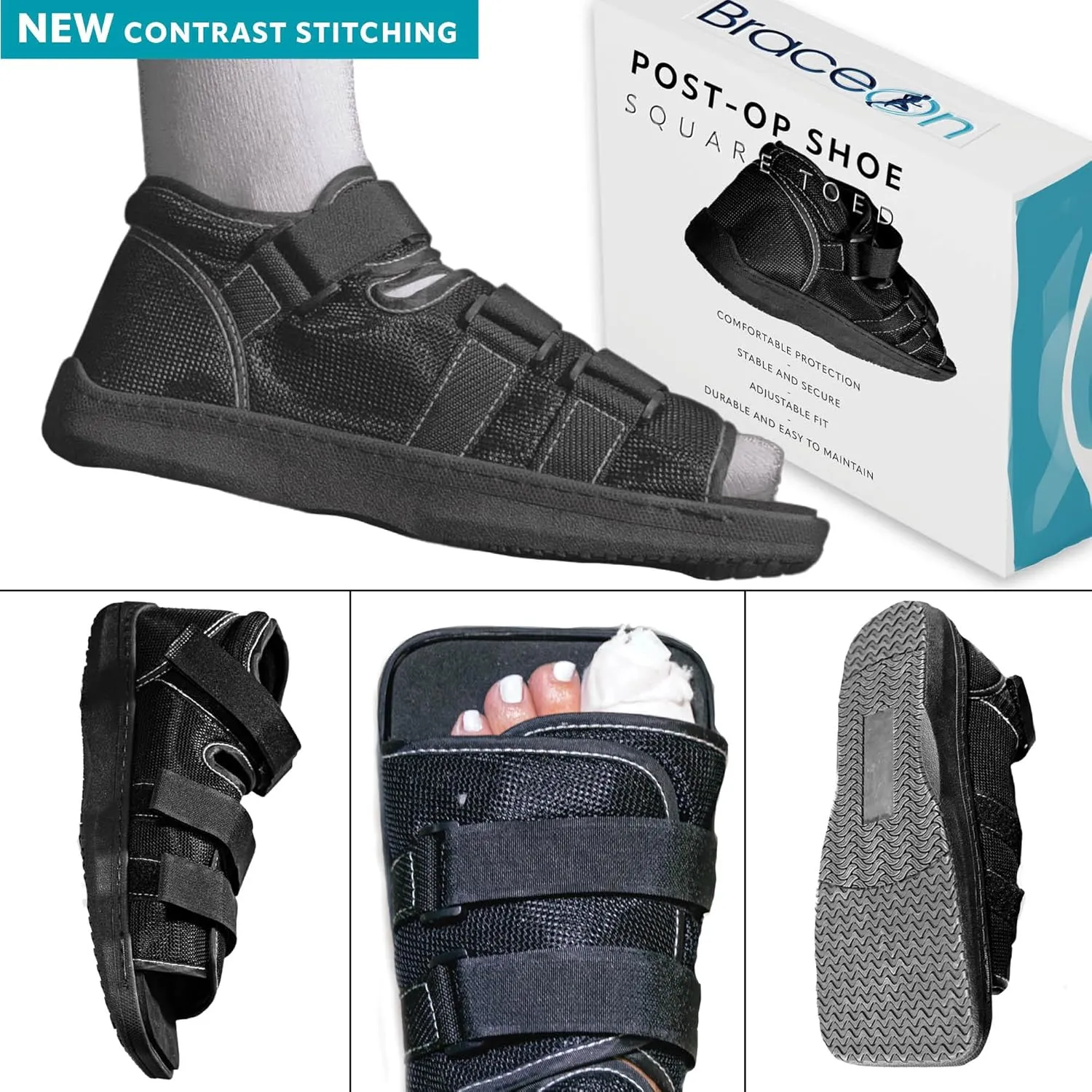 Brace On Post Op Shoe - Orthopedic Shoes for Women Walking Boot, Plantar Fasciitis Brace, Medical Boot for Injury, Open Toe for Toe injury (Women Small, Shoe Size Up to Size 6)
