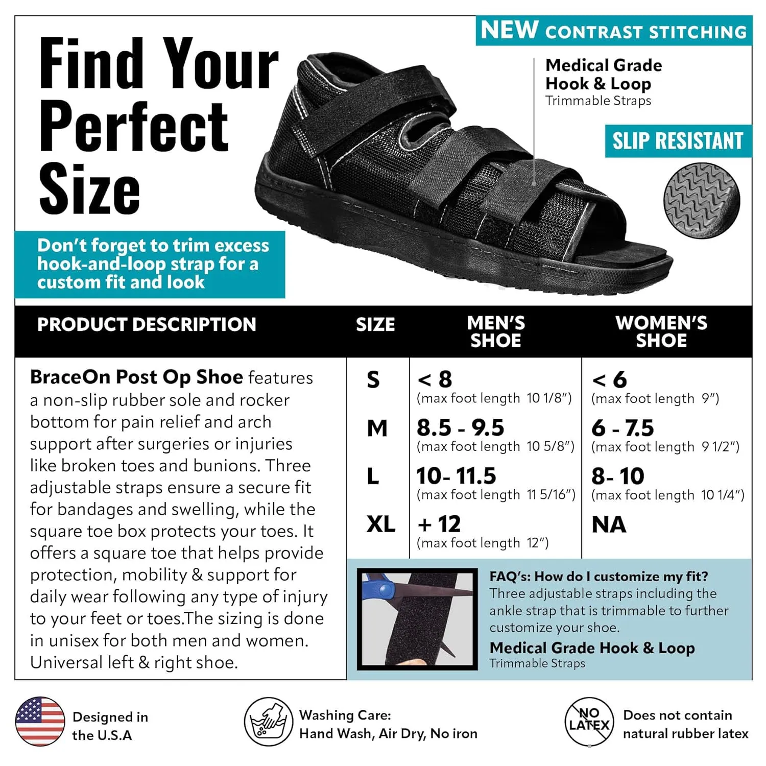Brace On Post Op Shoe - Orthopedic Shoes for Women Walking Boot, Plantar Fasciitis Brace, Medical Boot for Injury, Open Toe for Toe injury (Women Small, Shoe Size Up to Size 6)