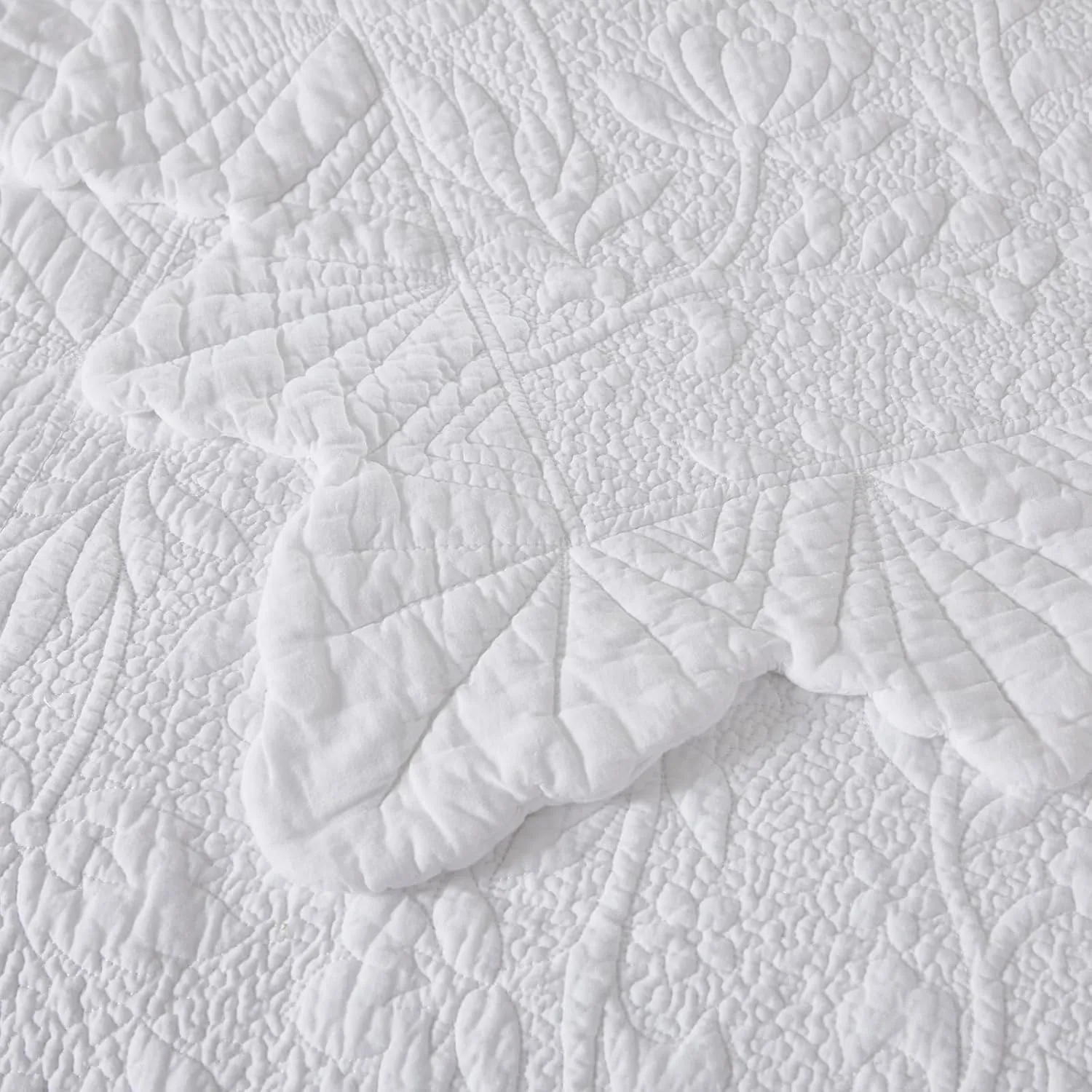 Brandream White Quilts Set Queen Size Bedspreads Farmhouse Bedding 100% Cotton Quilted Bedspreads
