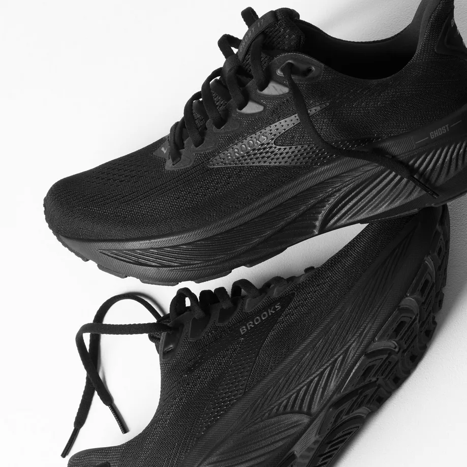Brooks Men's Ghost 17 Dynamic Road Running Sneaker - Black/Black/Ebony