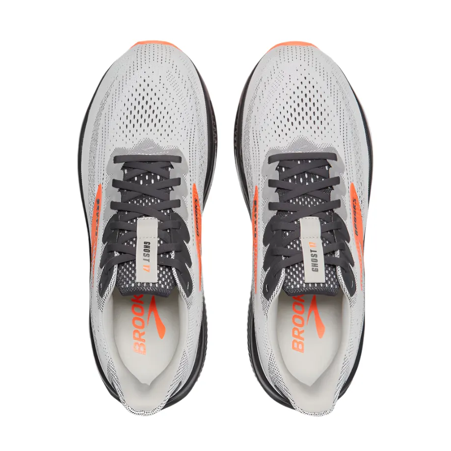 Brooks Men's Ghost 17 Dynamic Road Running Sneaker - Oyster Mushroom/Orange/Ebony