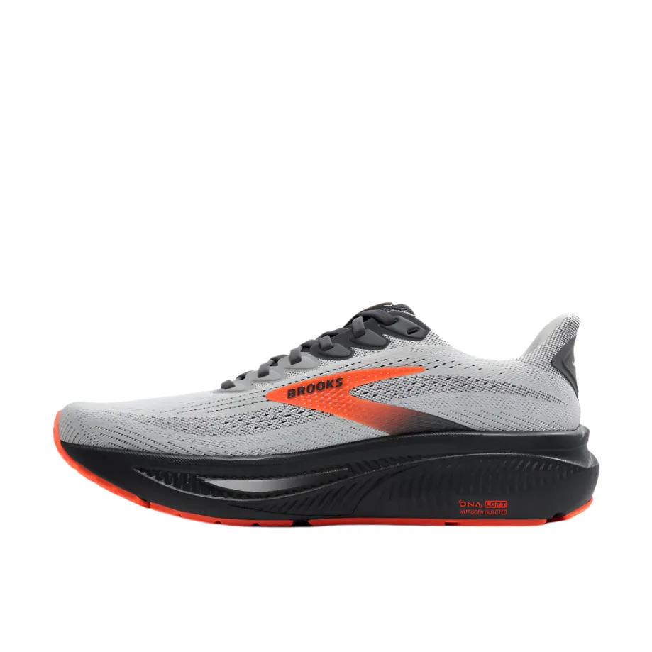 Brooks Men's Ghost 17 Dynamic Road Running Sneaker - Oyster Mushroom/Orange/Ebony