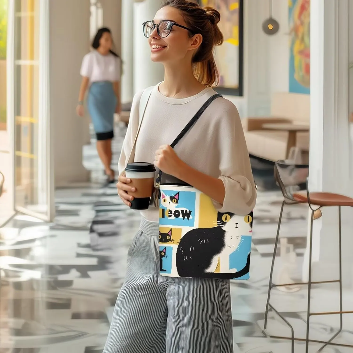 Bucket Bag Rainbow Stripes Shoulder Purses for Women, Tie Dye Hobo Tote Ladies Crossbody Bag PU Leather