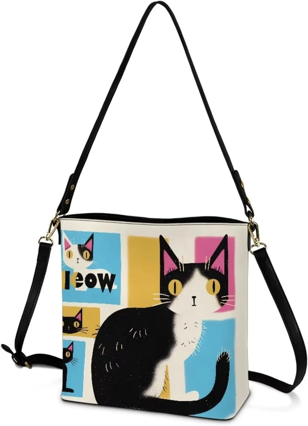 Bucket Bag Rainbow Stripes Shoulder Purses for Women, Tie Dye Hobo Tote Ladies Crossbody Bag PU Leather
