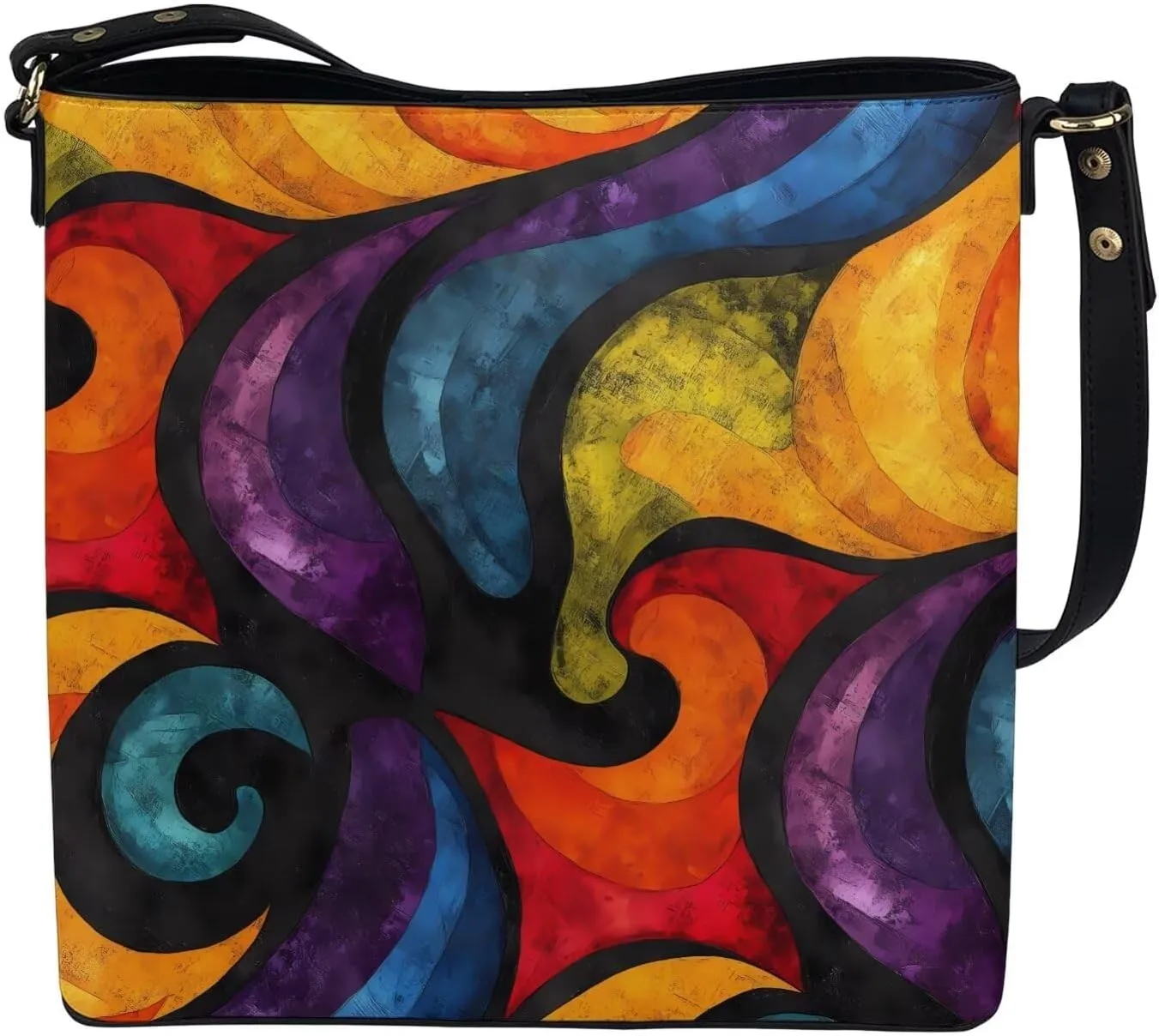 Bucket Bag Rainbow Stripes Shoulder Purses for Women, Tie Dye Hobo Tote Ladies Crossbody Bag PU Leather