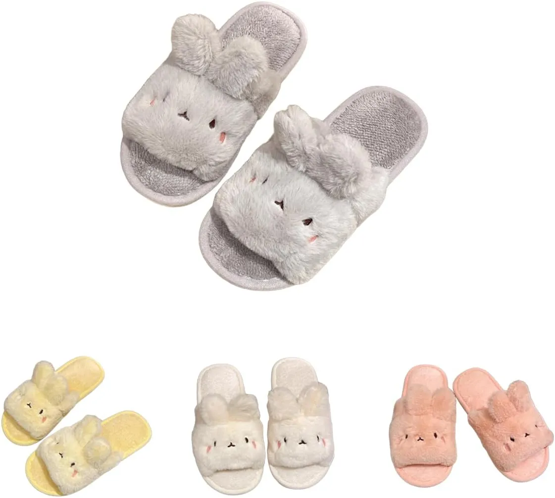 Bunny rabbit slippers for women Summer Open Toe animal Slippers Shower Sandal Bathroom Comfy House Slide Anti-slip Rabbit Slippers for Indoor and Outdoor
