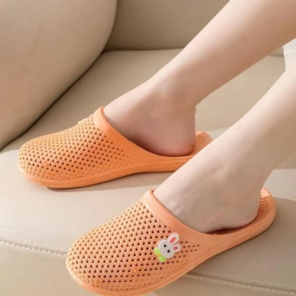 Bunny Slippers Bathroom Slippers Cave Flip-flops Flat Top Slippers Female Soft Sole Non-slip Indoor and Outdoor Wear Casual
