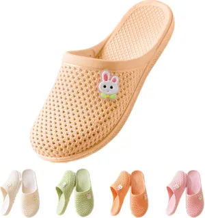 Bunny Slippers Bathroom Slippers Cave Flip-flops Flat Top Slippers Female Soft Sole Non-slip Indoor and Outdoor Wear Casual