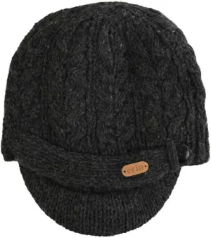 Cable Knit Peak Hat for Men, 100% Wool, Fleece Lining, One Size, Hand Wash