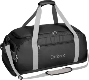 Cambond Airport Luggage Checked Bag - 60L Travel Duffle Bag for 4-5 Day Short Trip, Compact Foldable Travel Duffel Bags for Traveling with Shoe Compartment for Men Women, Checked Luggage, Black