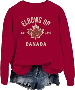 Canada Elbows Up Sweatshirt, Elbows Up Shirt, Funny Hockey Canada Flag Sweatshirt