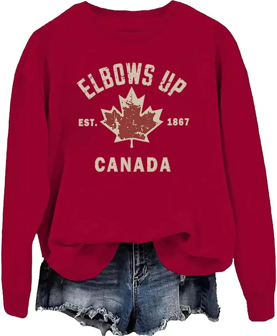 Canada Elbows Up Sweatshirt, Elbows Up Shirt, Funny Hockey Canada Flag Sweatshirt
