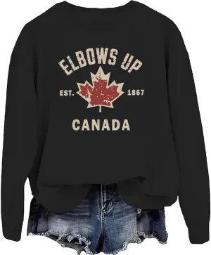 Canada Elbows Up Sweatshirt, Elbows Up Shirt, Funny Hockey Canada Flag Sweatshirt