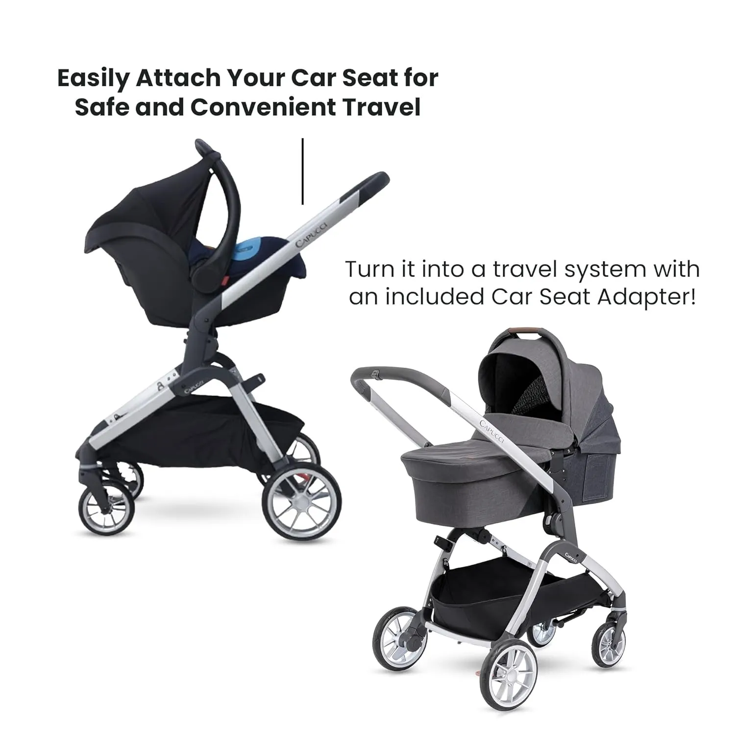 Capucci Velos Stroller - Premium Modular & Comfort, Self Standing with One Hand Auto Fold, Versatile Seat Options Baby Stroller w/Car Seat Adapter and Ample Storage, Brick Red