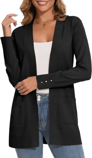 Cardigan for Women Dressy Long Sleeve Casual Open Front Knit Cardigan Sweaters Pockets