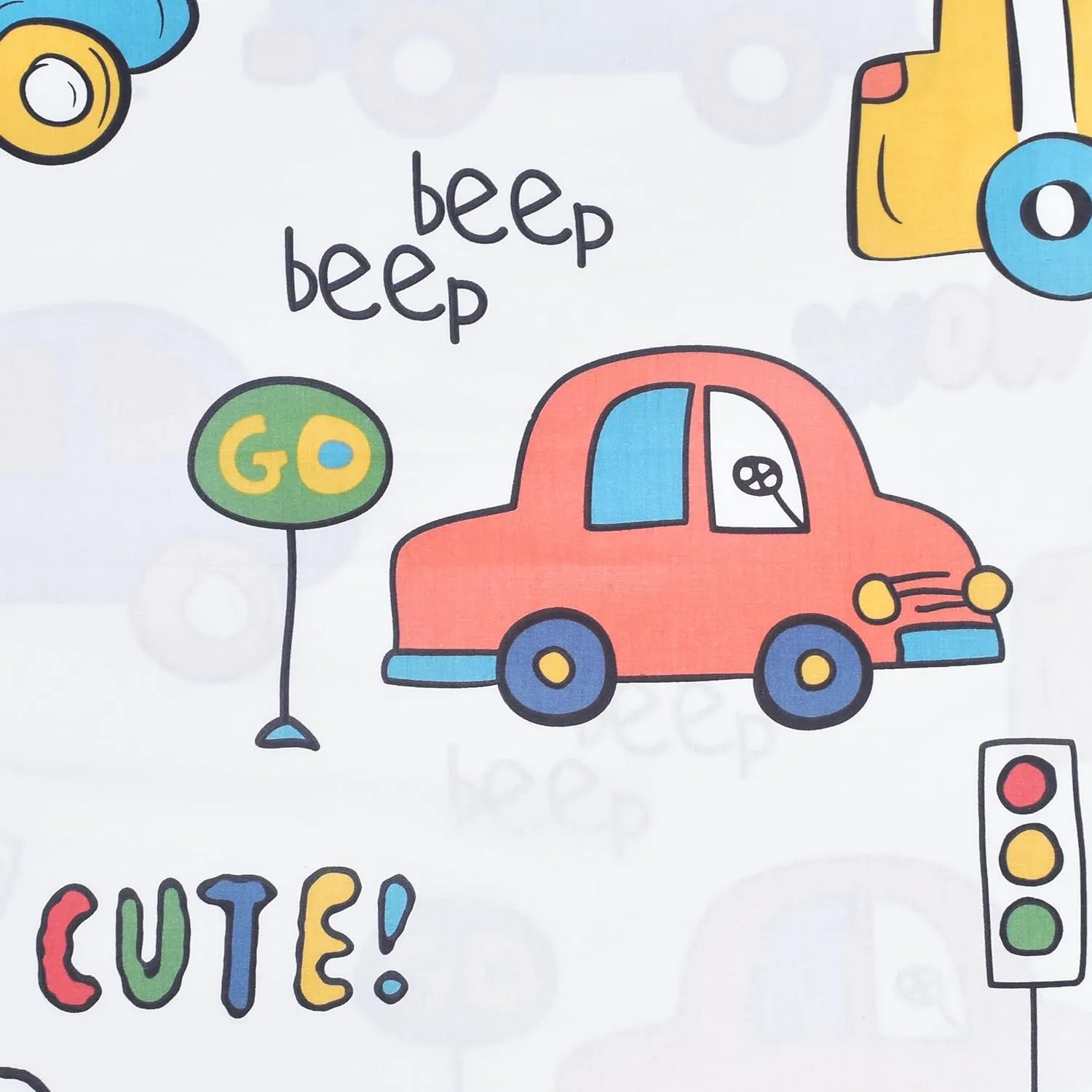 Cars Buses Trucks Transport Vehicle Cute Twin 100% Cotton 3 Pieces Sheet Set for Kids Girls Children, Flat Sheet   Fitted Sheet   Pillowcase Bedding Decoration Gift Set
