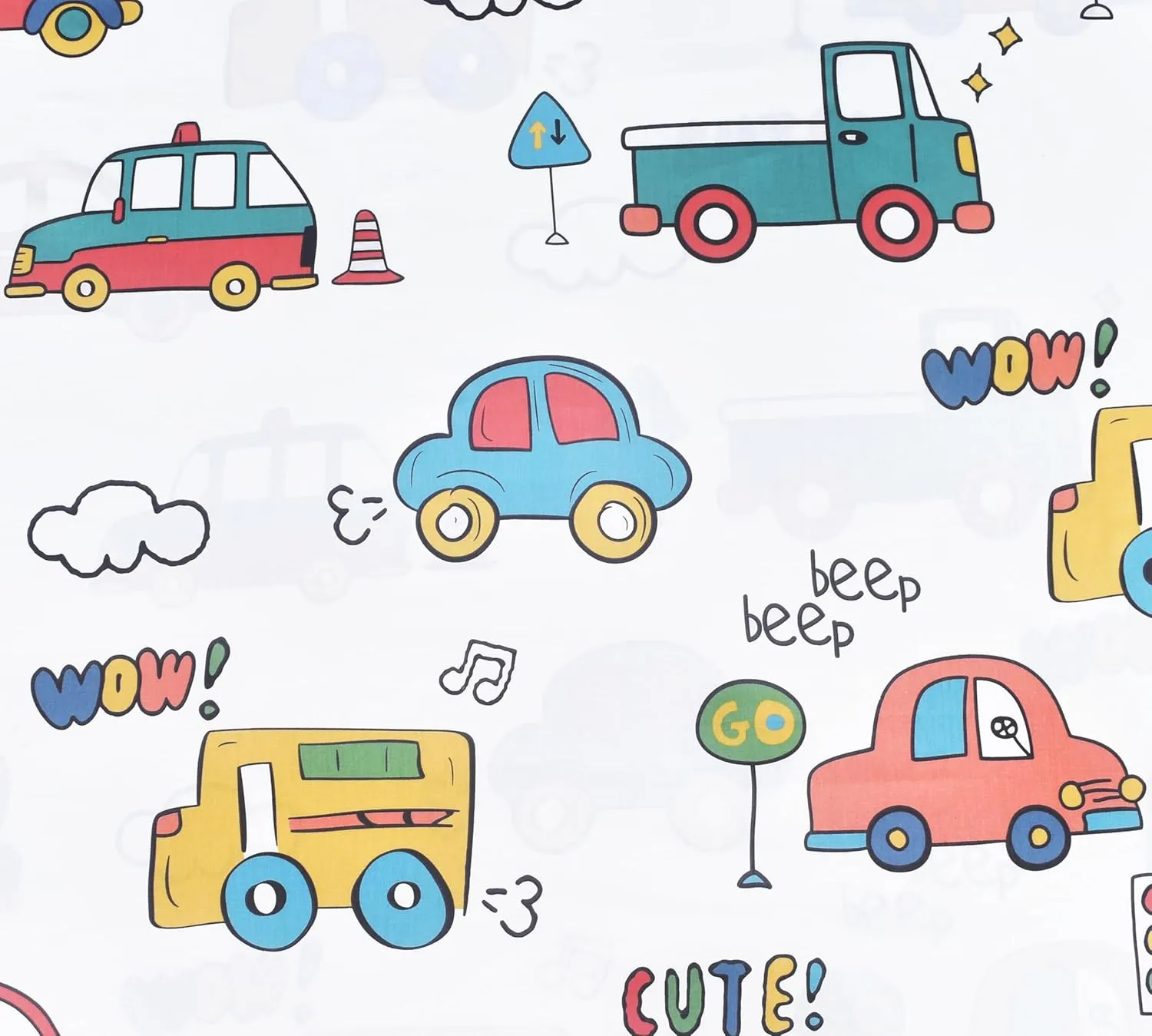 Cars Buses Trucks Transport Vehicle Cute Twin 100% Cotton 3 Pieces Sheet Set for Kids Girls Children, Flat Sheet   Fitted Sheet   Pillowcase Bedding Decoration Gift Set