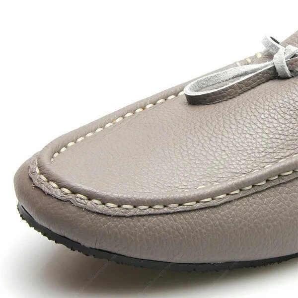 Casualist Lace Leather Loafer Wrinkle Soft Stone Grey