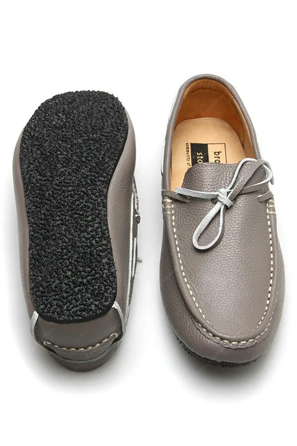 Casualist Lace Leather Loafer Wrinkle Soft Stone Grey