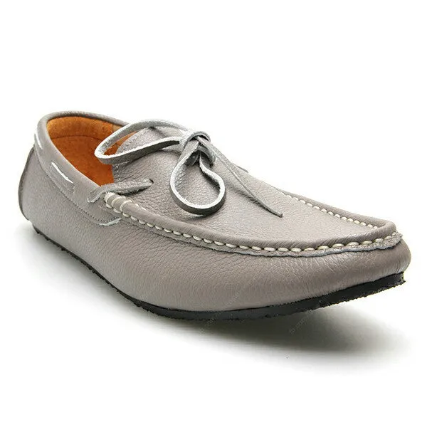 Casualist Lace Leather Loafer Wrinkle Soft Stone Grey